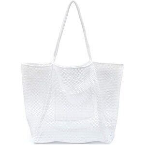 Women's New White Mesh Beach Tote Nylon/polyester No-closure Shoulder Hand Bag